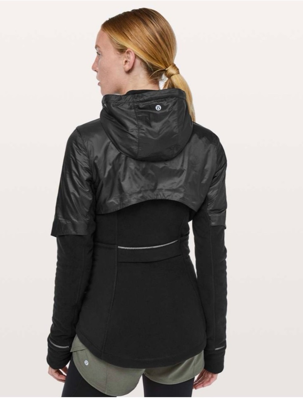 lululemon athletica Black Full-Zip Bomber Jacket with Reflective Stripe